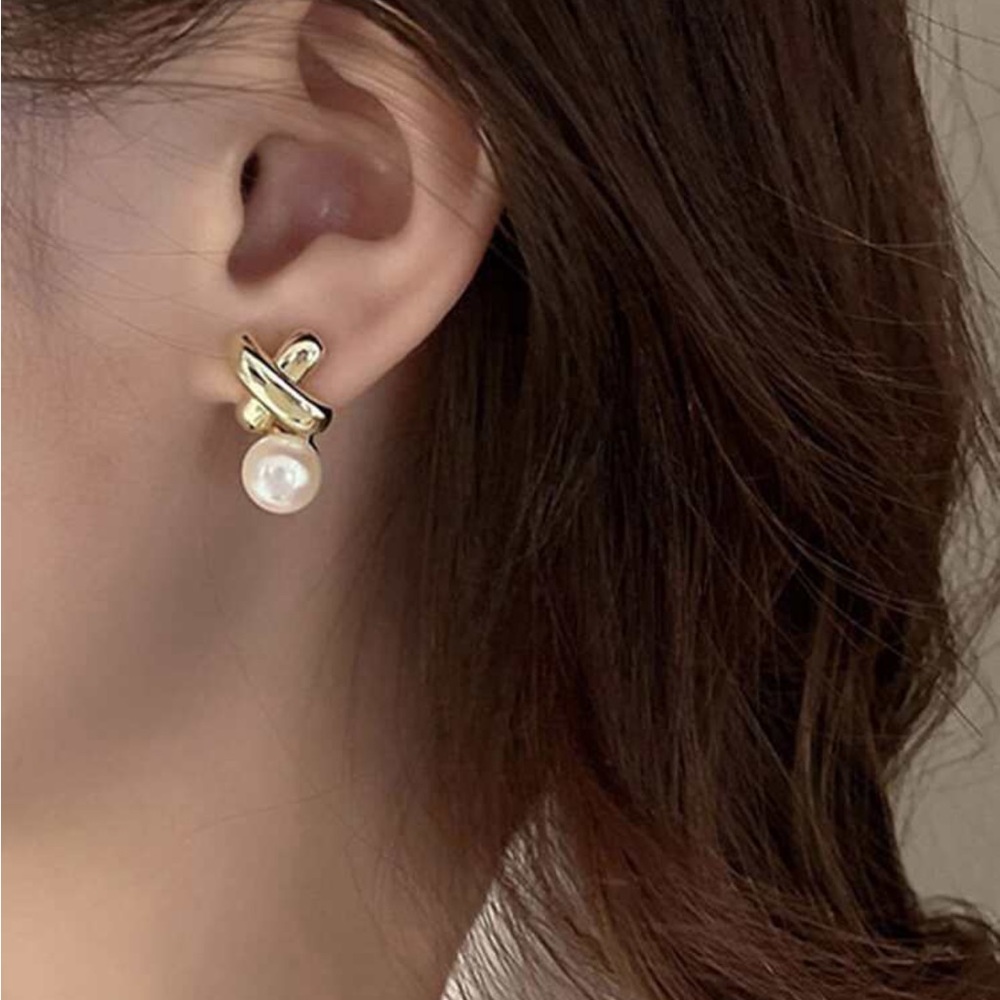X Pearl Earrings